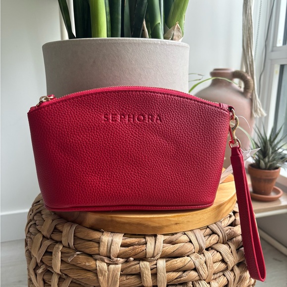 Sephora Handbags - 2/$20 SEPHORA | Red Pebbled Faux Leather Make Up Bag
